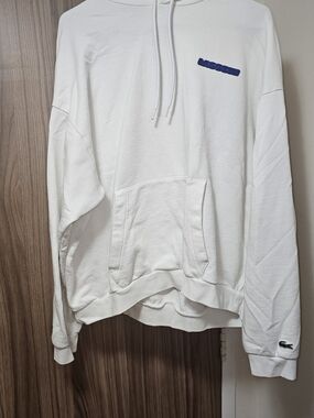 Lacoste White Crewneck Hoodie with Navy Logo XL